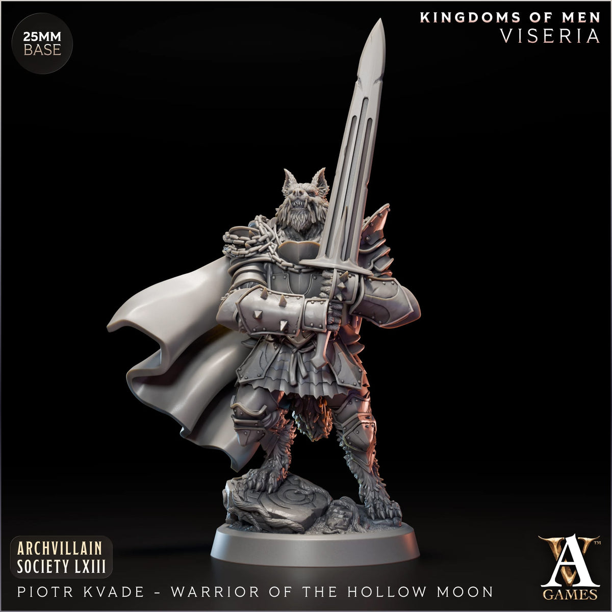 Piotr Kvade Warrior of the Hollow Moon TTRPG Miniature Archvillain Games Society