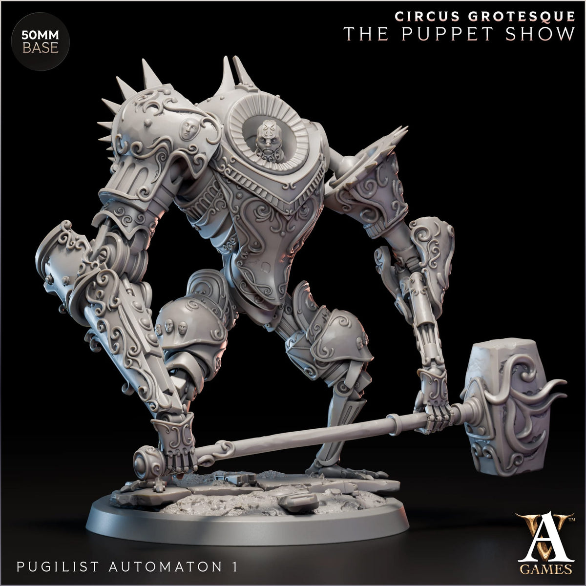 Pugilist Automaton Circus Grotesque TTRPG Miniature Archvillain Games Fantasy