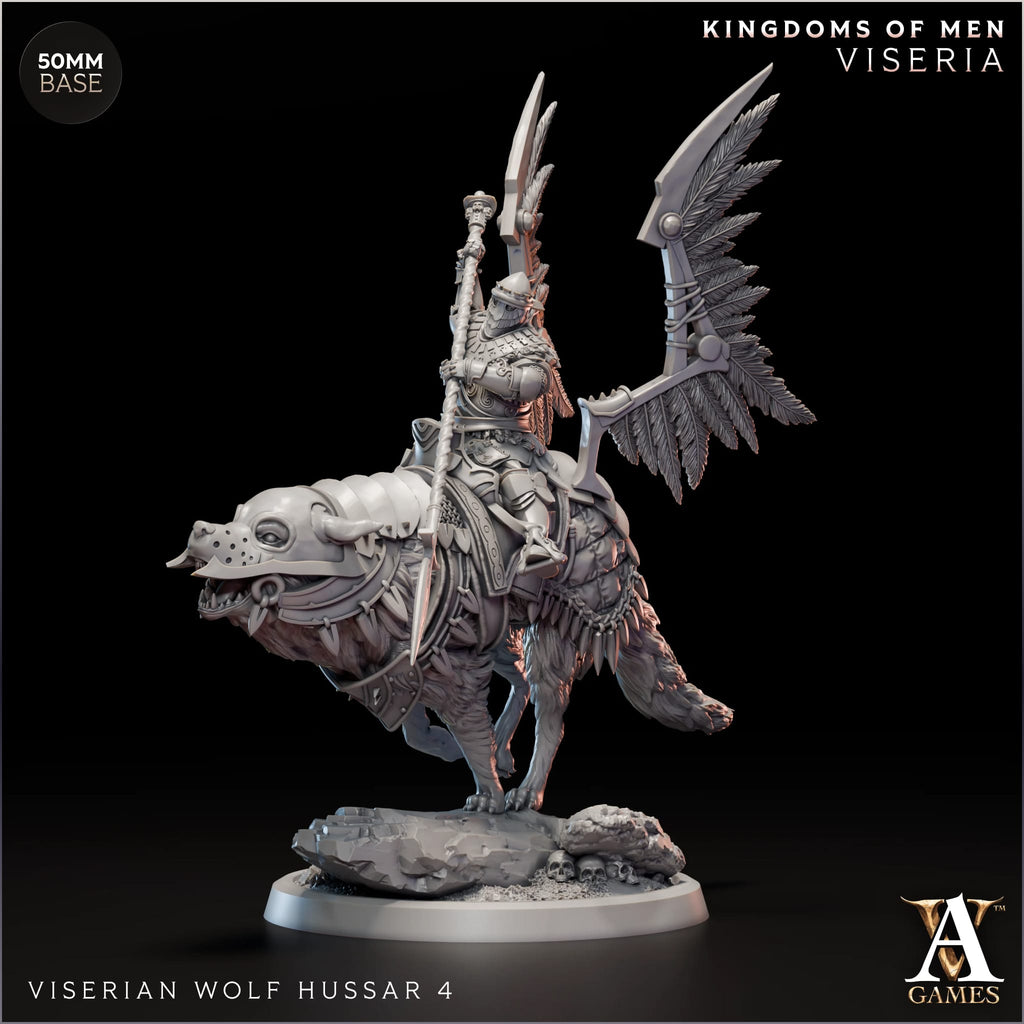 Viserian Wolf Hussar TTRPG Miniature Archvillain Games Kingdom of Men