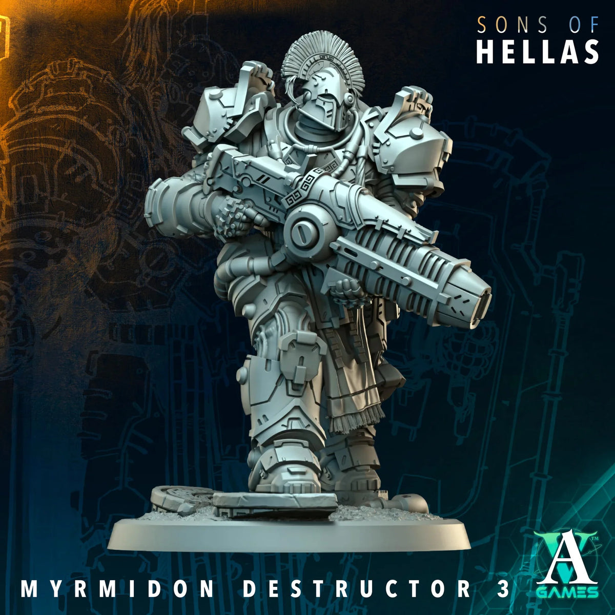Myrmidon Destructor Sons of Hellas TTRPG Miniature Archvillain Games Sci-Fi