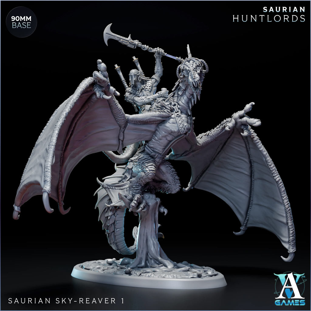 Saurian Sky-Reaver Huntlord TTRPG Miniature Archvillain Games Sci-Fi