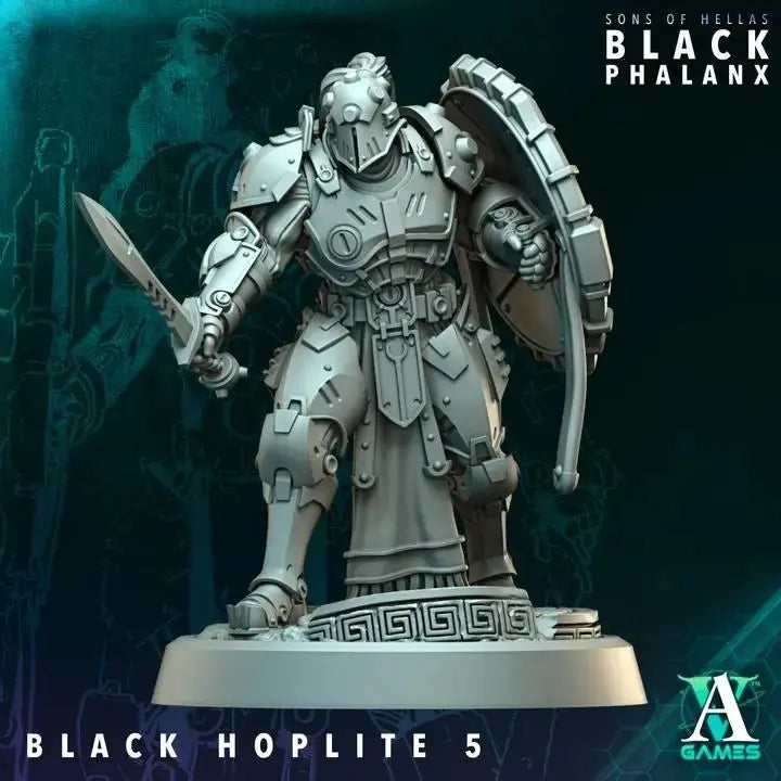 Black Hoplite / Shield Black Phalanx TTRPG Miniature Archvillain Games Sci-Fi
