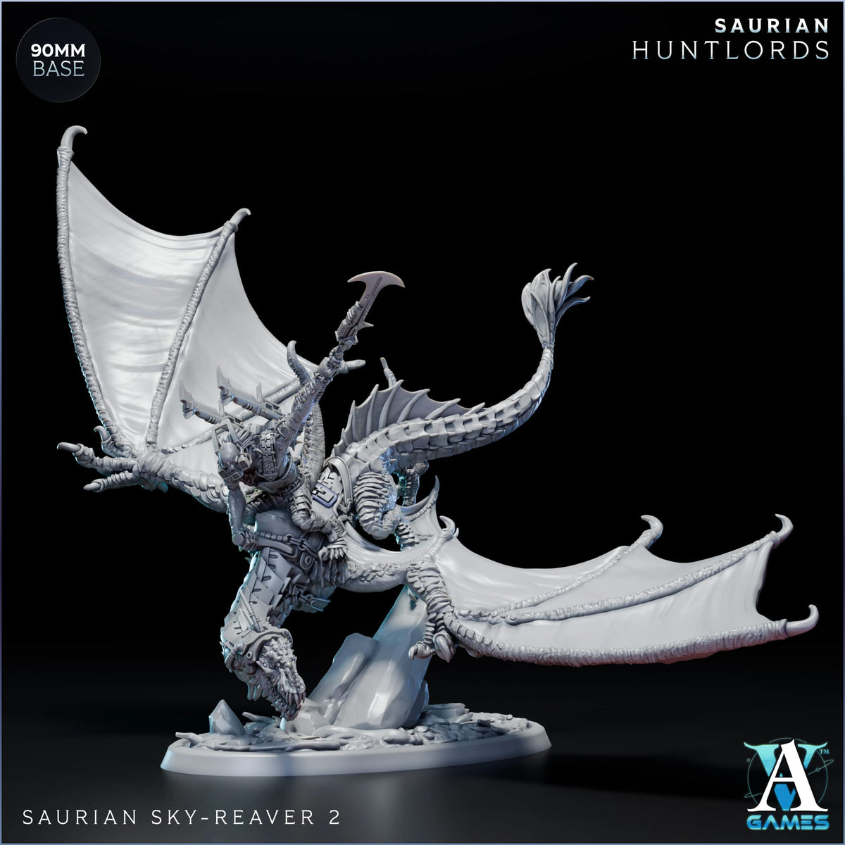 Saurian Sky-Reaver Huntlord TTRPG Miniature Archvillain Games Sci-Fi