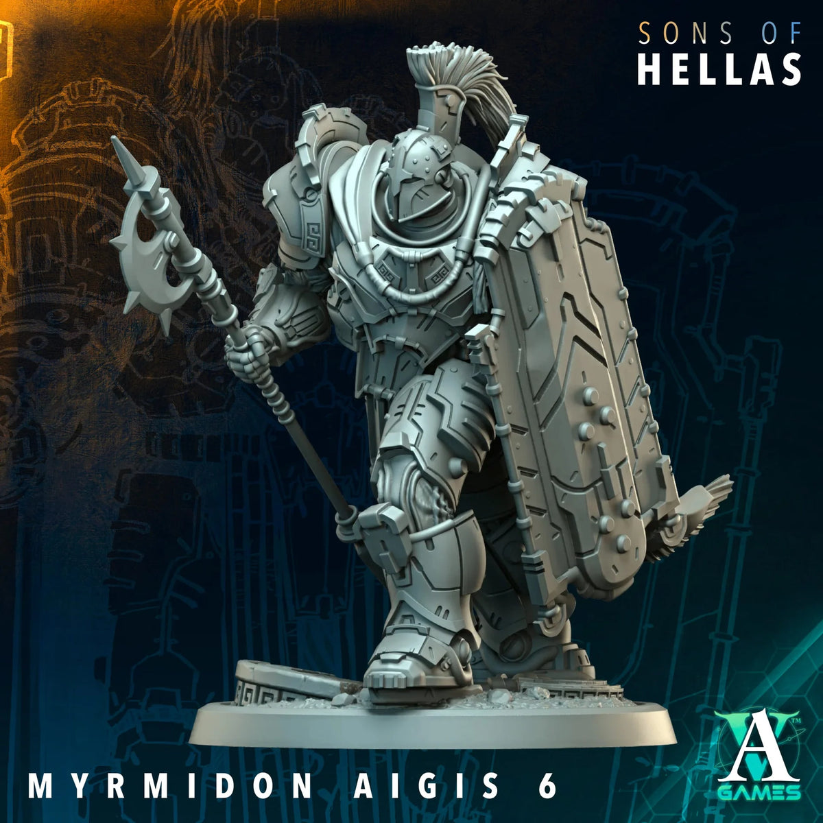 Myrmidon Aigis Sons of Hellas TTRPG Miniature Archvillain Games Sci-Fi