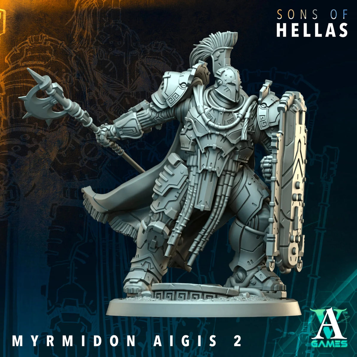 Myrmidon Aigis Sons of Hellas TTRPG Miniature Archvillain Games Sci-Fi