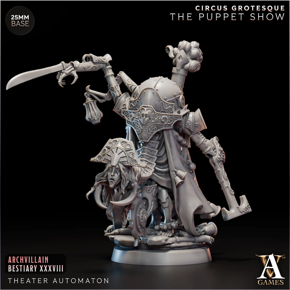 Theater Automaton Circus Grotesque TTRPG Miniature Archvillain Games Fantasy