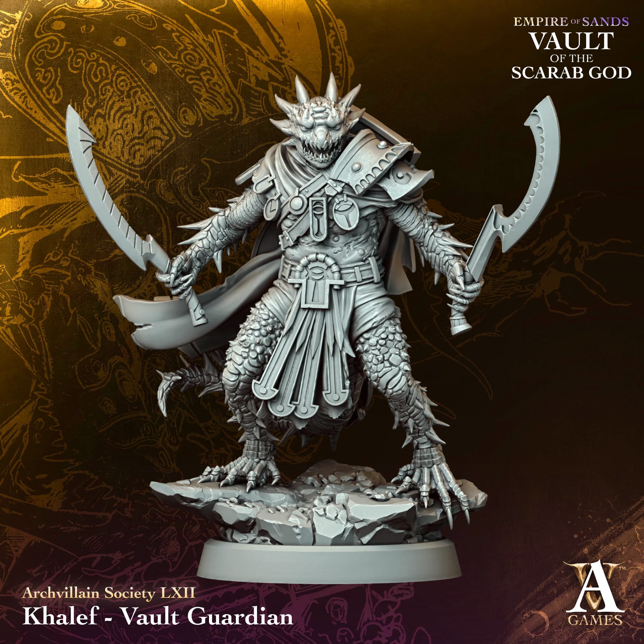 Khalef Vault Guardian Vault of Sand TTRPG Miniature Archvillain Games Fantasy
