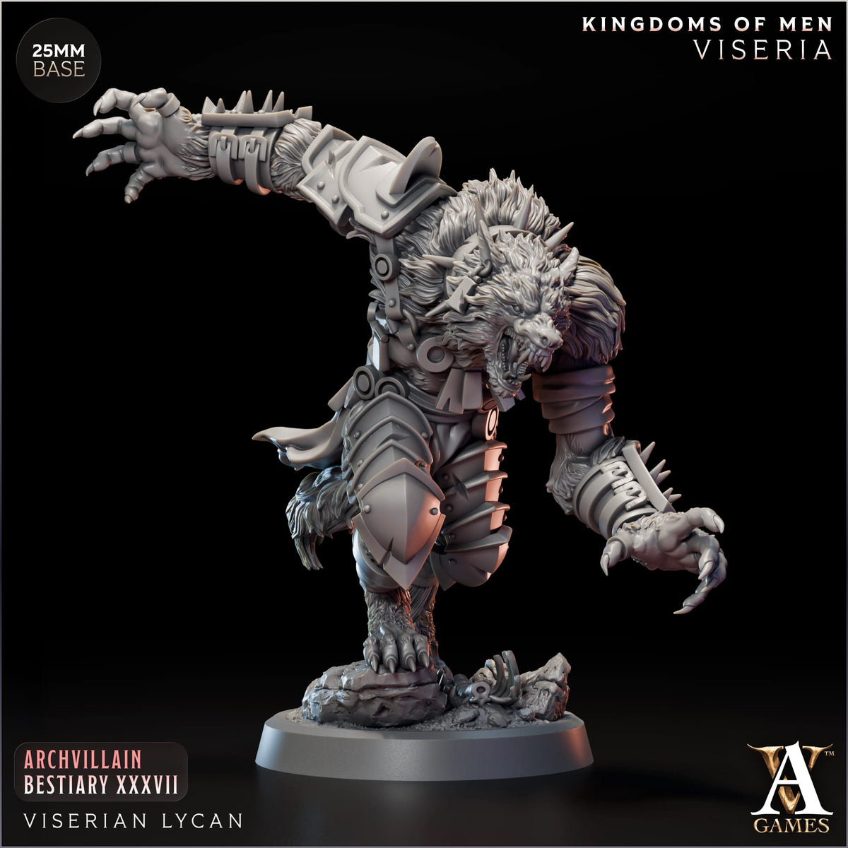 Viserian Lycan TTRPG Miniature Archvillain Games Bestiary