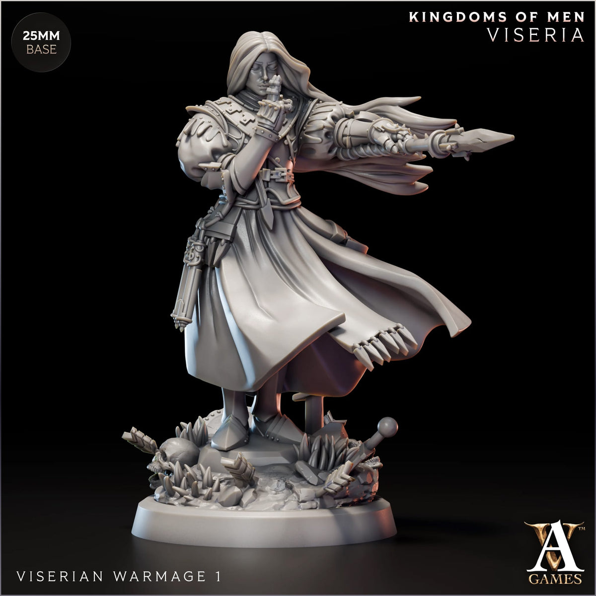 Viserian Warmage TTRPG Miniature Archvillain Games Kingdom of Men