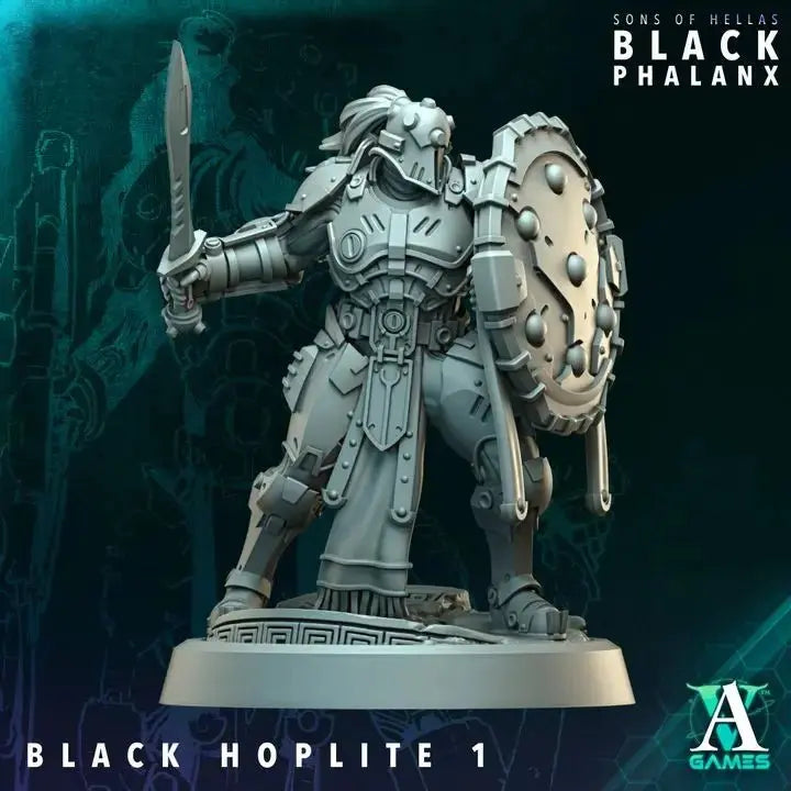 Black Hoplite / Shield Black Phalanx TTRPG Miniature Archvillain Games Sci-Fi