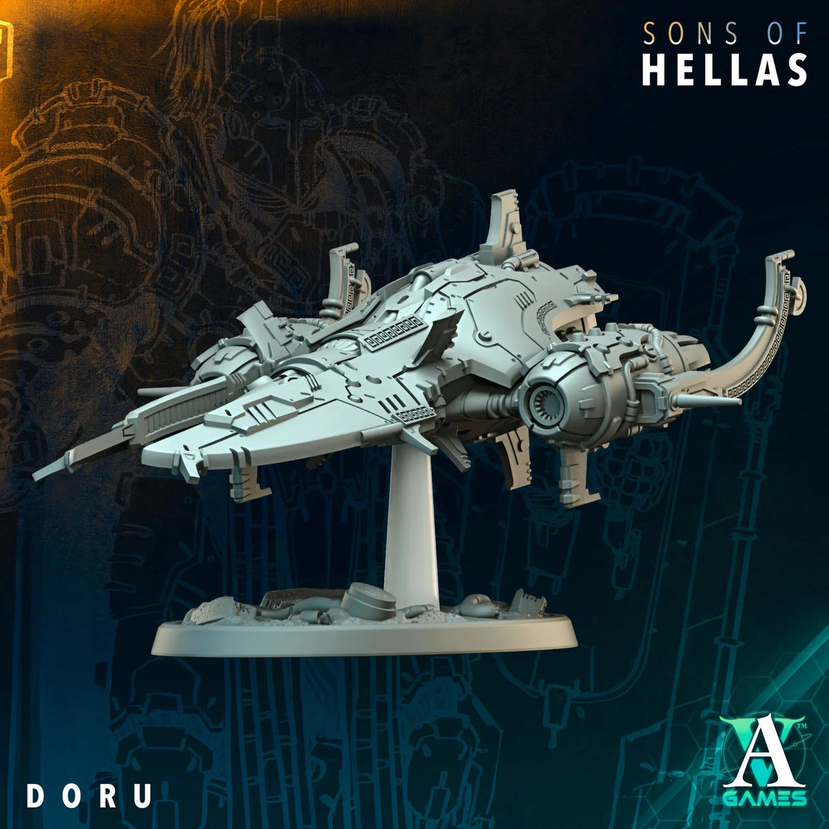 Doru Sons of Hellas Warship TTRPG Miniature Archvillain Games Sci-Fi