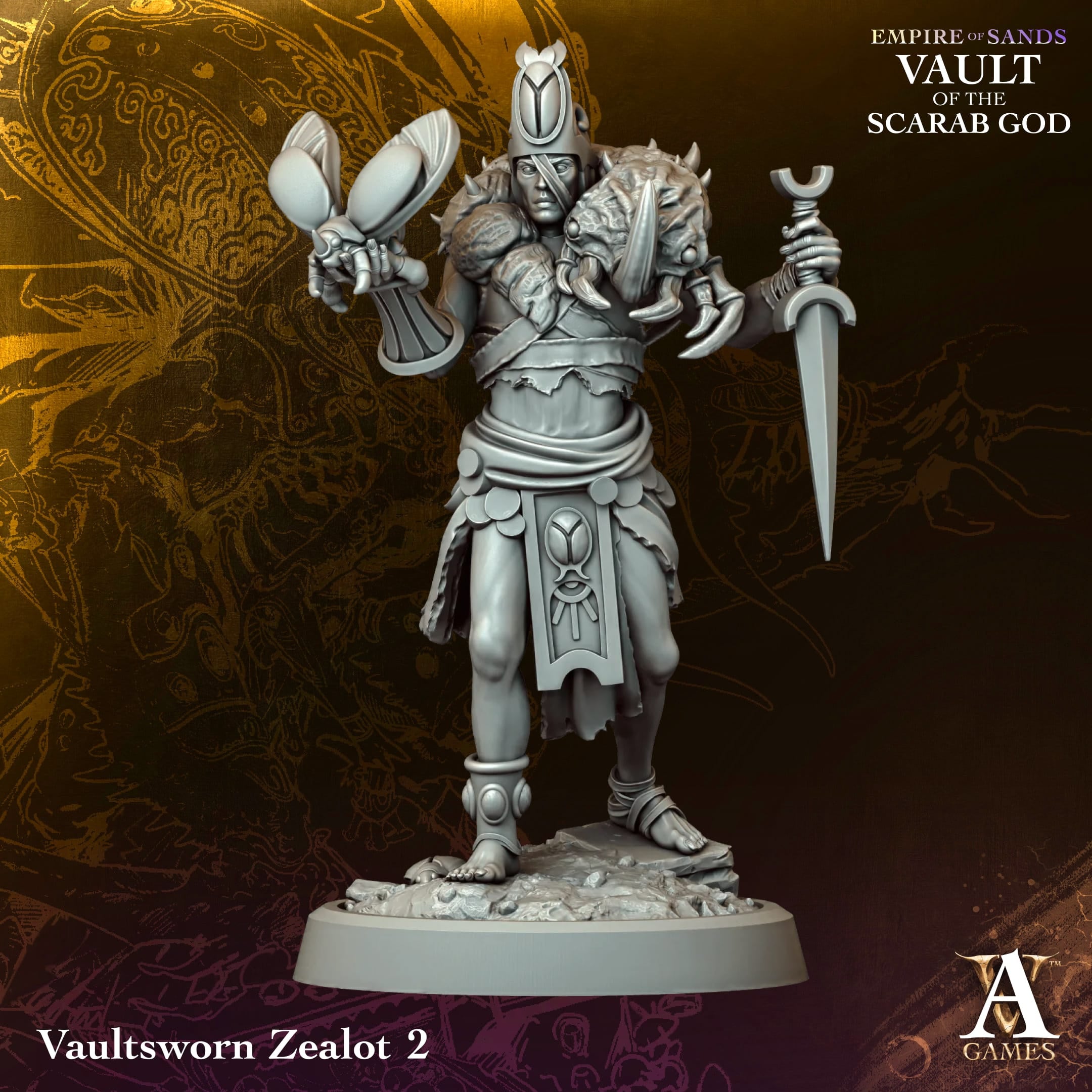 Vaultsworn Zealot Vault of Sand TTRPG Miniature Archvillain Games Fantasy