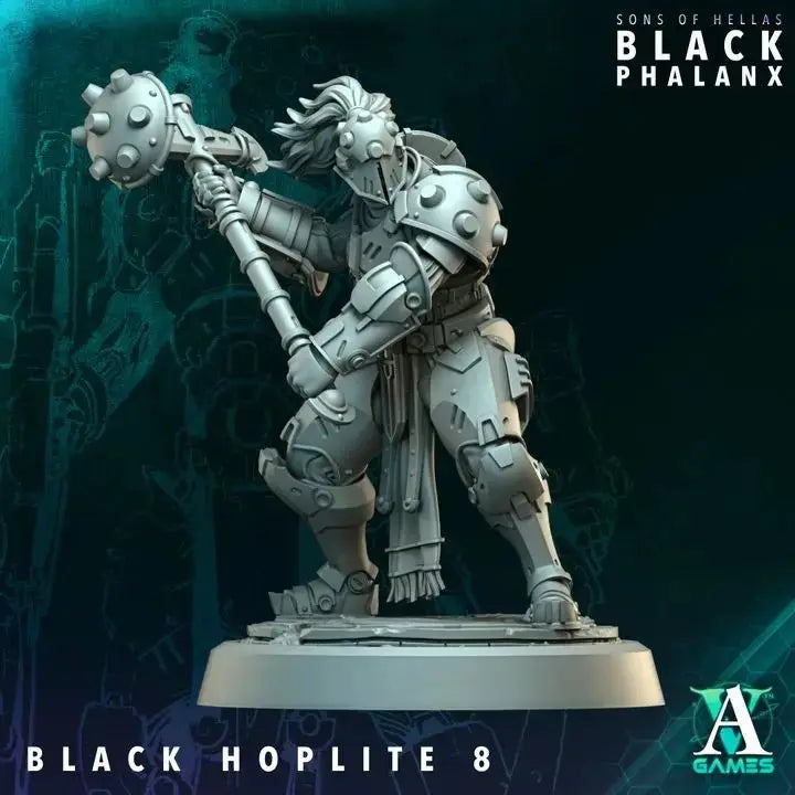 Black Hoplite / Shield Black Phalanx TTRPG Miniature Archvillain Games Sci-Fi