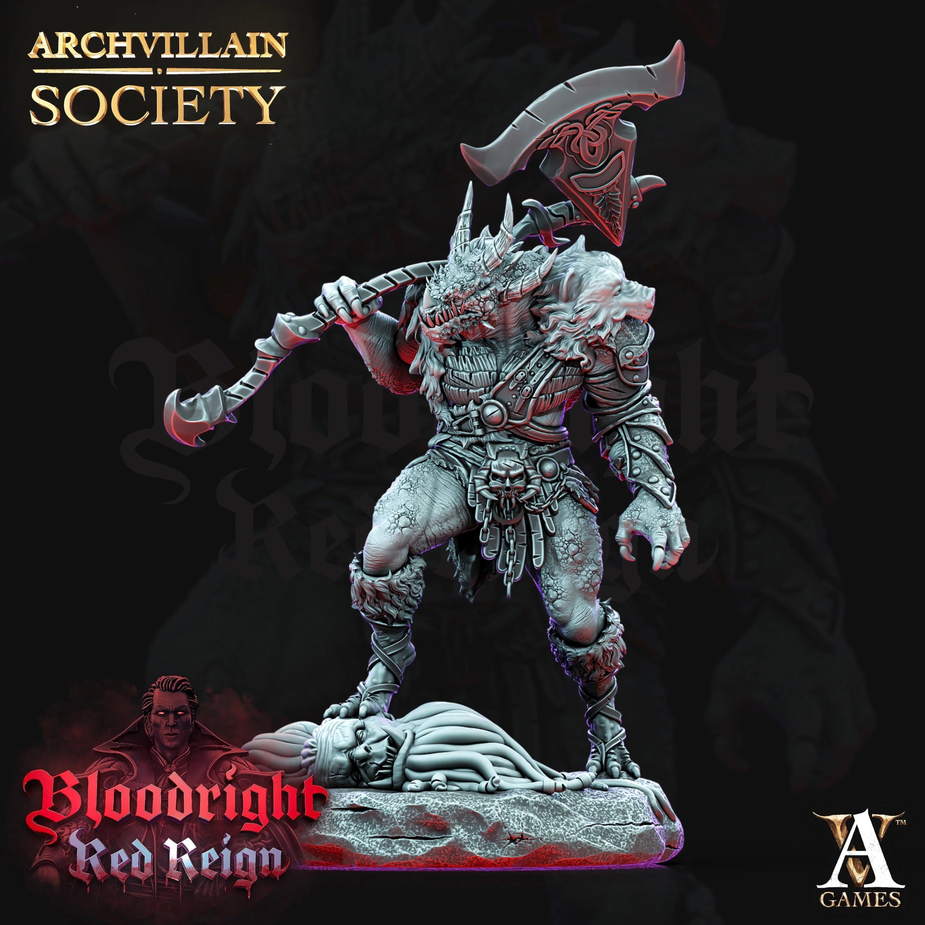 Draqul Dragonborn Barbarian TTRPG Miniature Archvillain Games