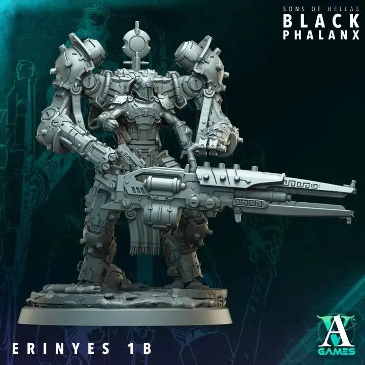 Erinyes Mech Suit Black Phalanx TTRPG Miniature Archvillain Games Sci-Fi