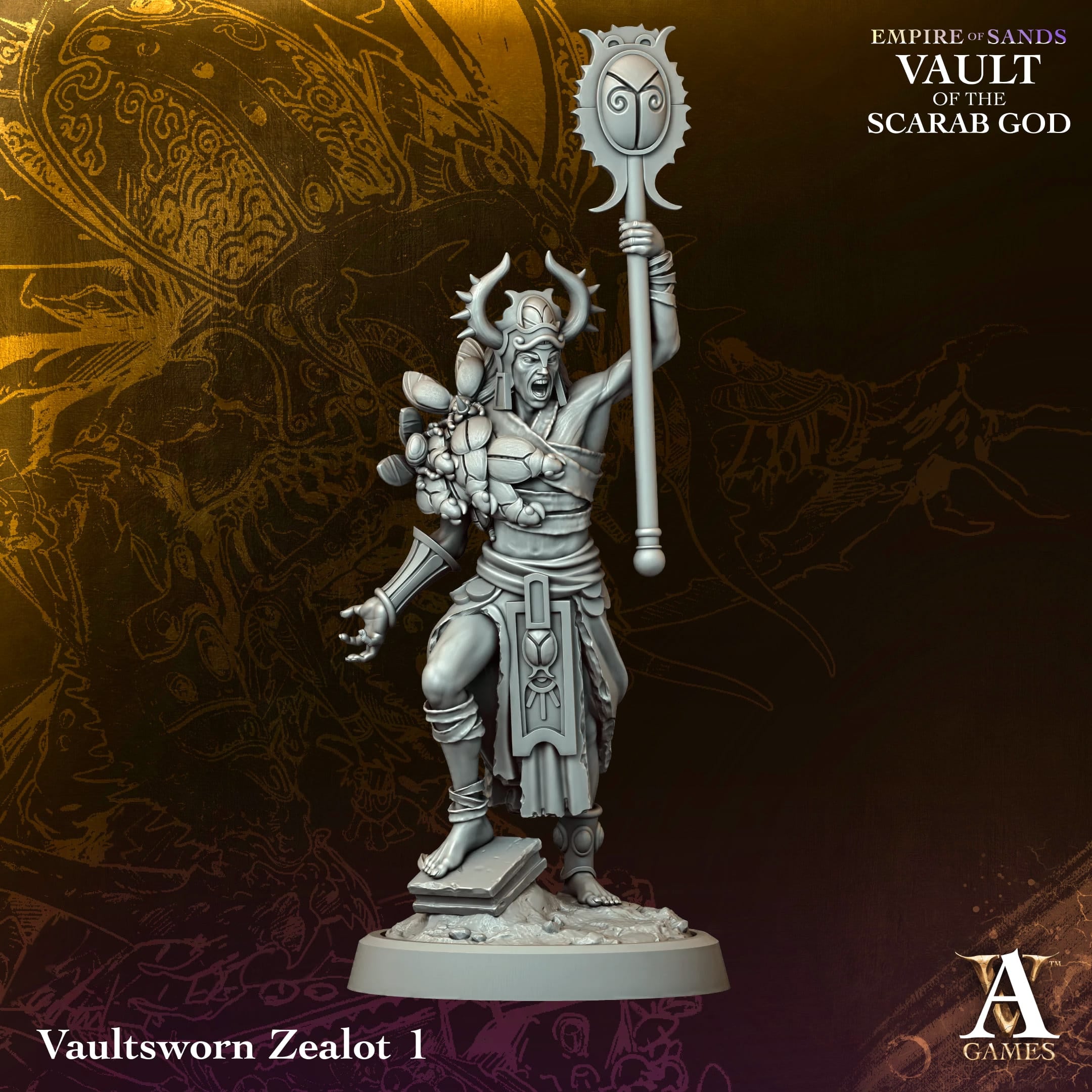 Vaultsworn Zealot Vault of Sand TTRPG Miniature Archvillain Games Fantasy