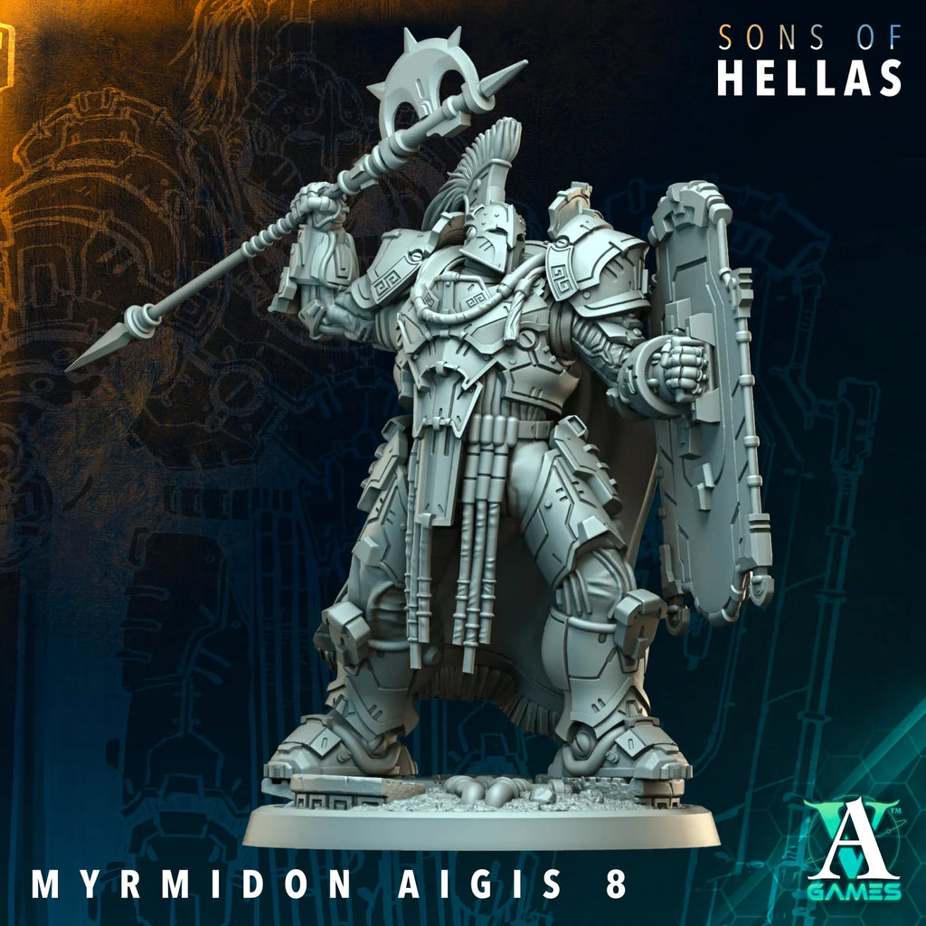 Myrmidon Aigis Sons of Hellas TTRPG Miniature Archvillain Games Sci-Fi