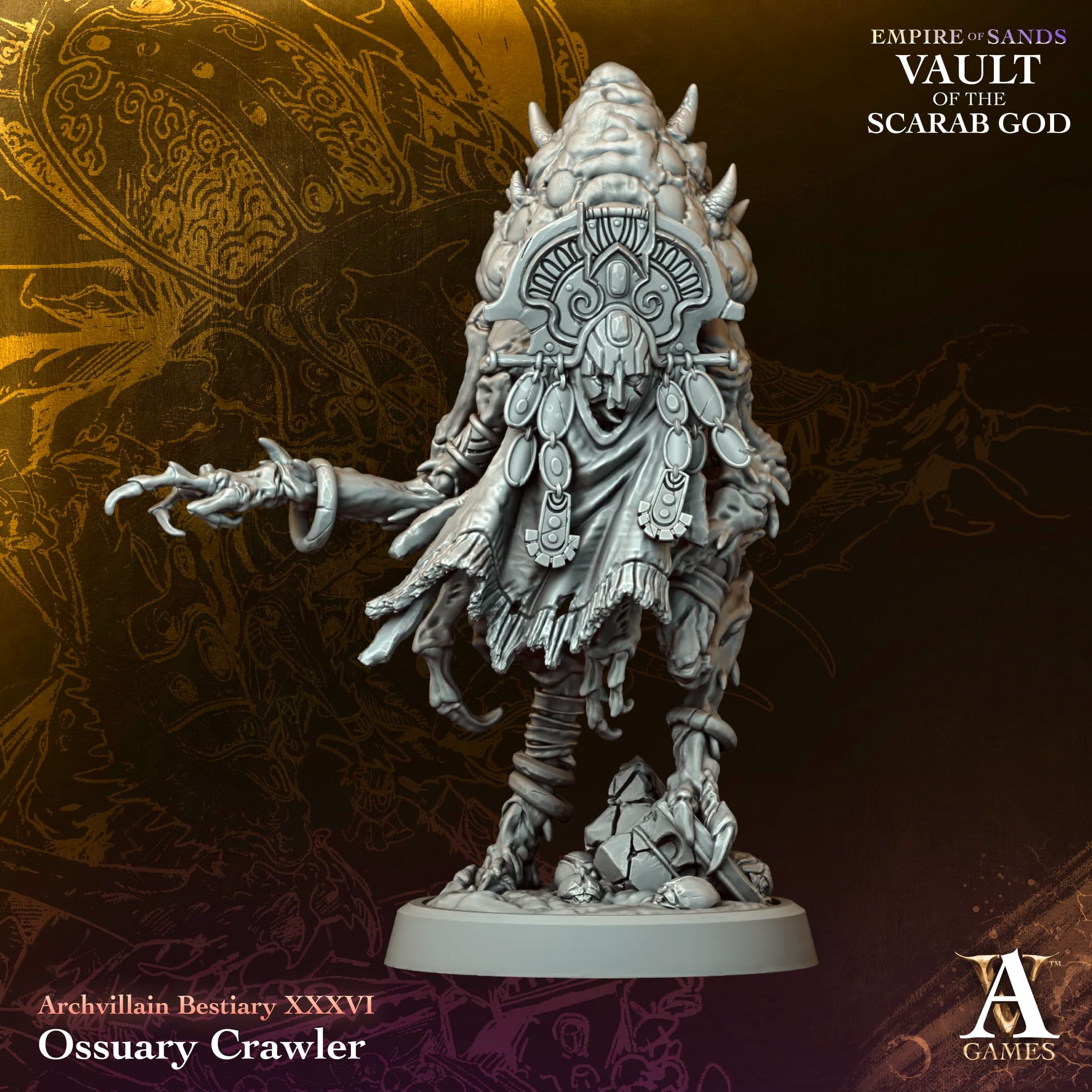 Ossuary Crawler Vault of Sand TTRPG Miniature Archvillain Games Fantasy