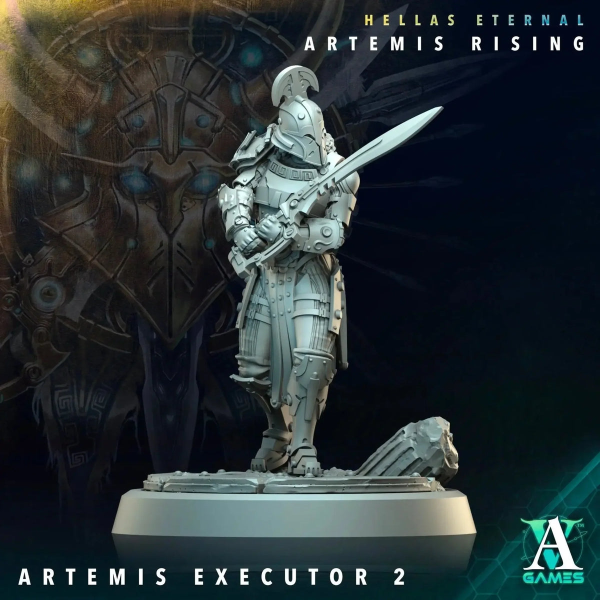 Artemis Executor/Hunter & First Vestal Sons of Hellas TTRPG Miniature Archvillain Games Sci-Fi