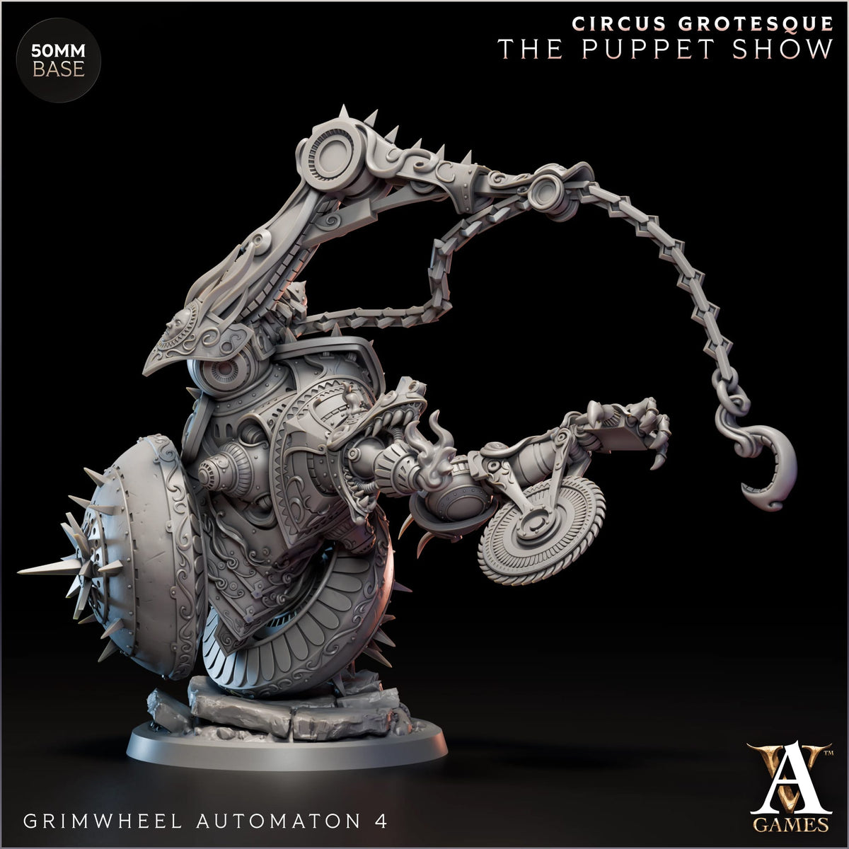 Grimwheel Automaton Circus Grotesque  TTRPG Miniature Archvillain Games Fantasy