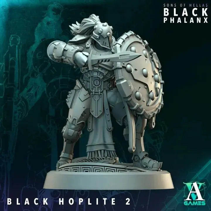 Black Hoplite / Shield Black Phalanx TTRPG Miniature Archvillain Games Sci-Fi
