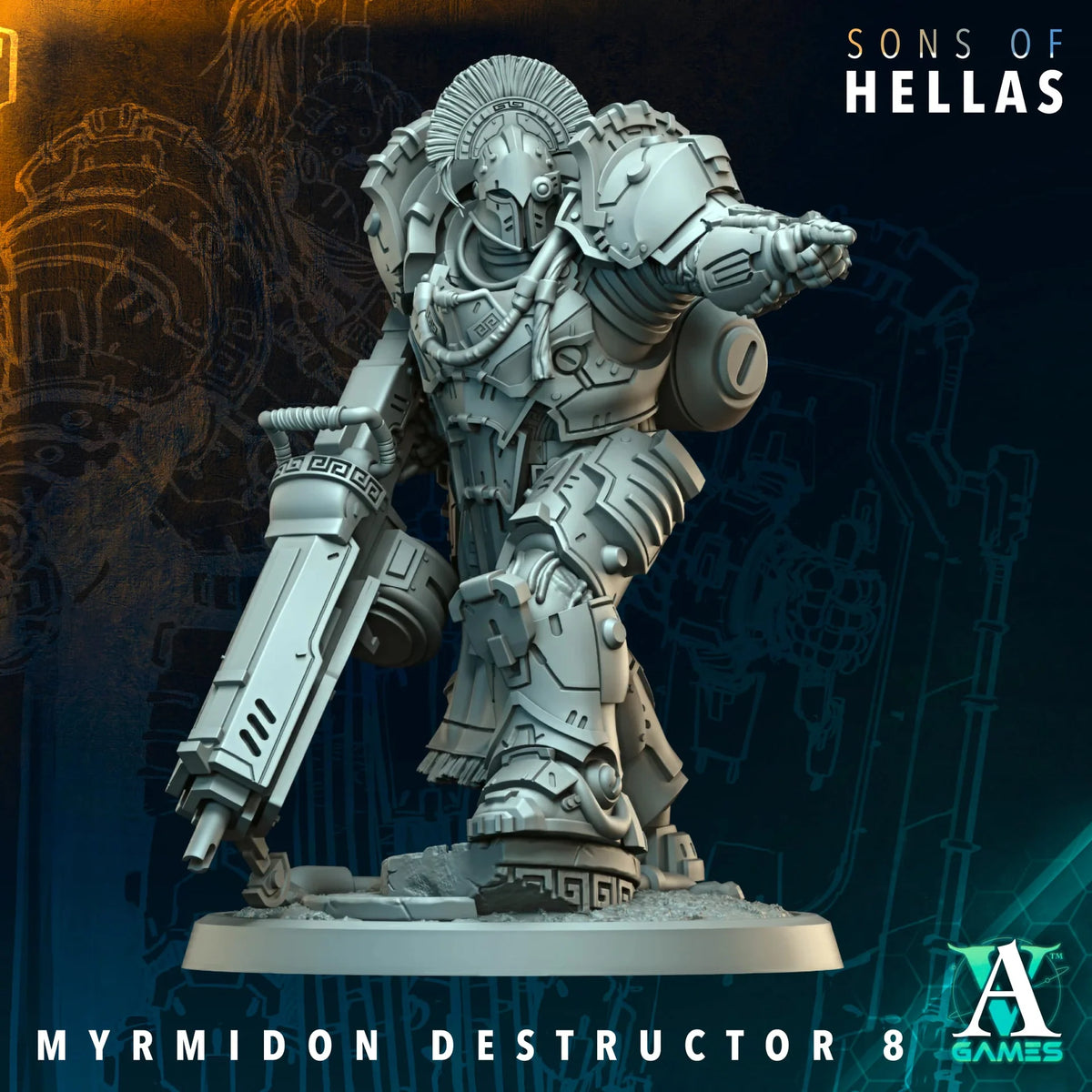 Myrmidon Destructor Sons of Hellas TTRPG Miniature Archvillain Games Sci-Fi
