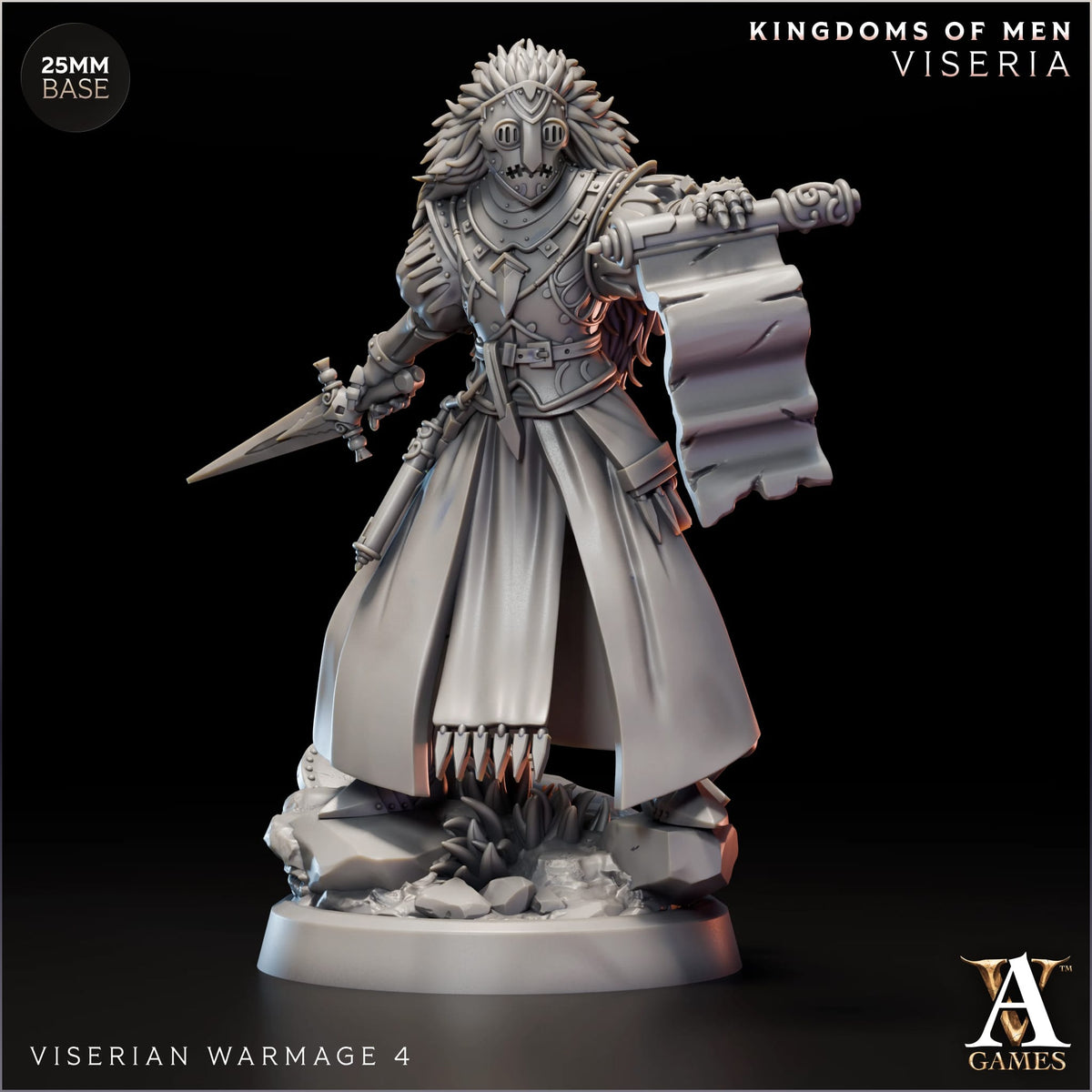 Viserian Warmage TTRPG Miniature Archvillain Games Kingdom of Men