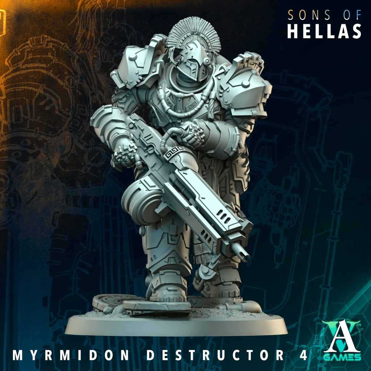 Myrmidon Destructor Sons of Hellas TTRPG Miniature Archvillain Games Sci-Fi