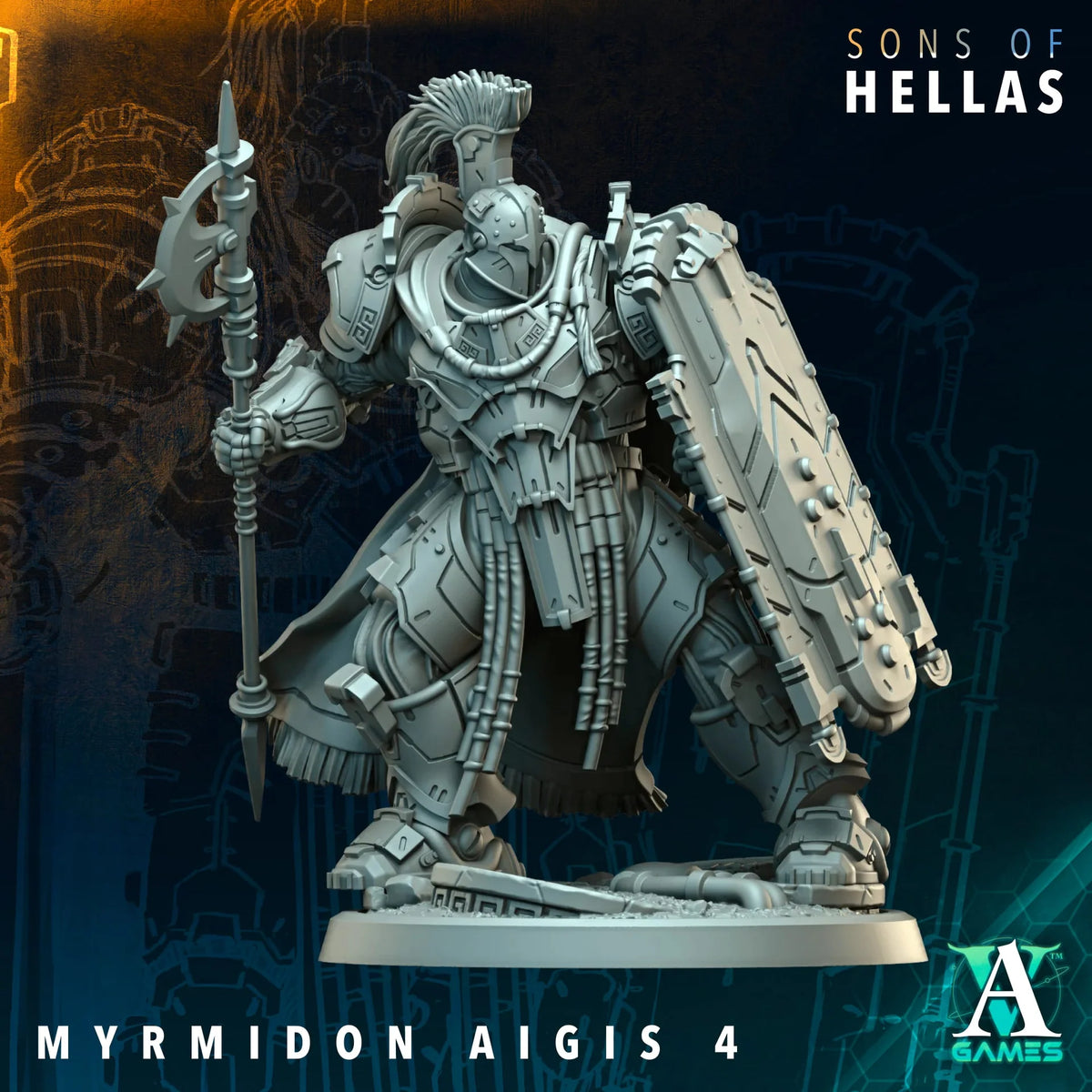 Myrmidon Aigis Sons of Hellas TTRPG Miniature Archvillain Games Sci-Fi