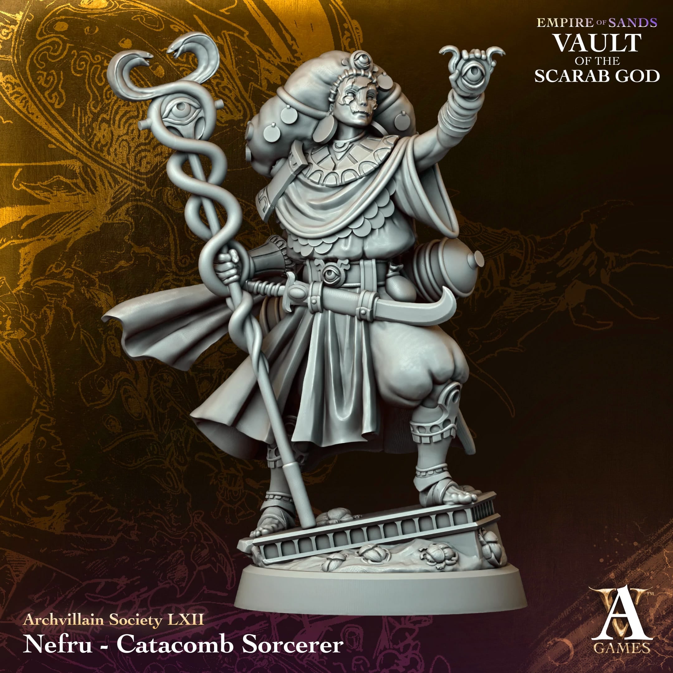 Nefru Catacomb Sorceress Vault of Sand TTRPG Miniature Archvillain Games Fantasy
