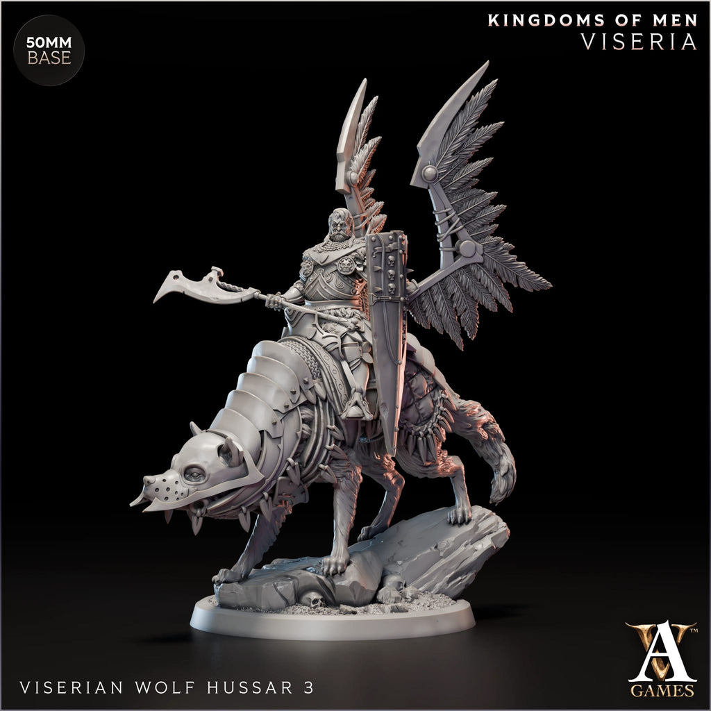 Viserian Wolf Hussar TTRPG Miniature Archvillain Games Kingdom of Men