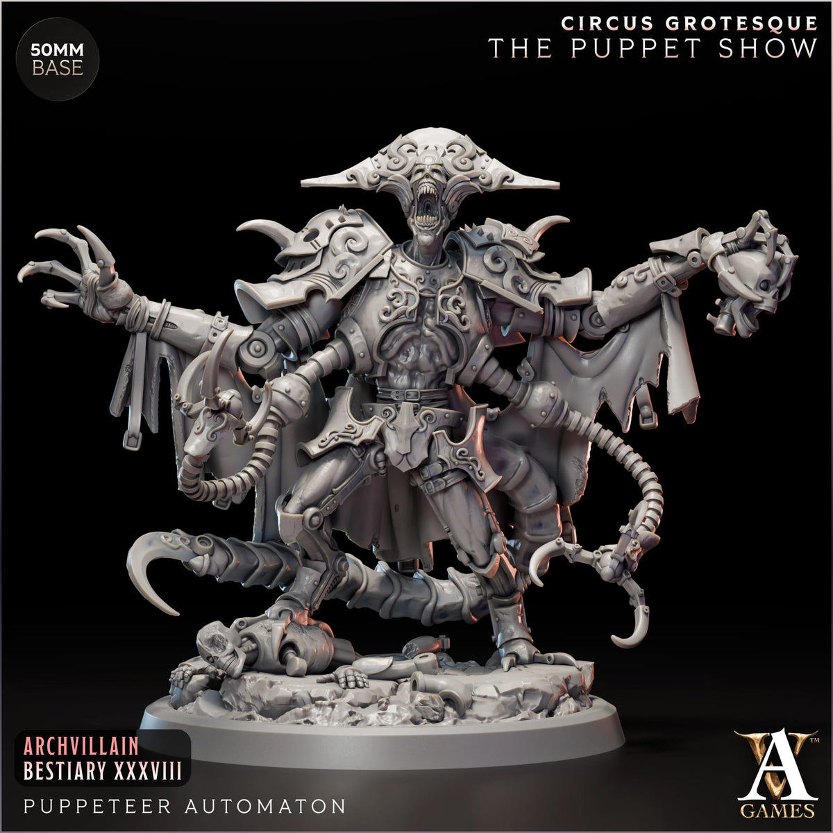 Puppeteer Automaton Circus Grotesque TTRPG Miniature Archvillain Games Fantasy