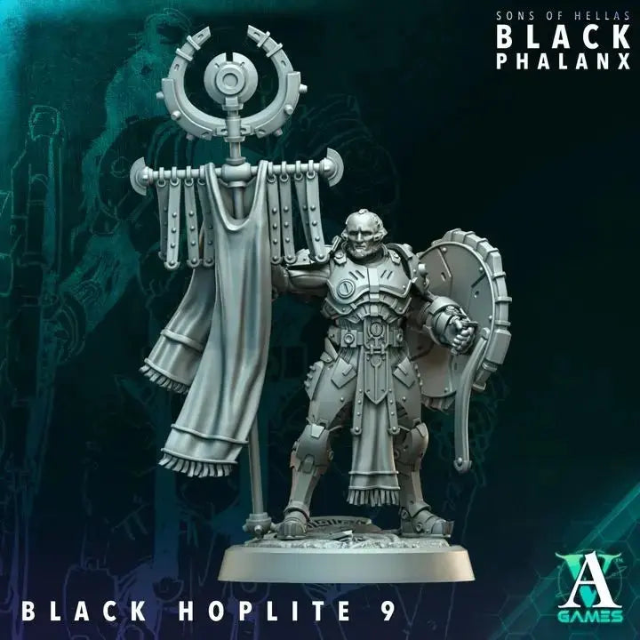 Black Hoplite / Shield Black Phalanx TTRPG Miniature Archvillain Games Sci-Fi