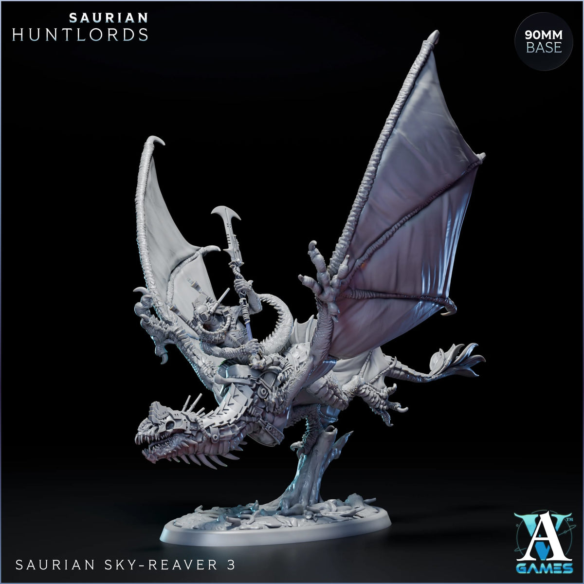 Saurian Sky-Reaver Huntlord TTRPG Miniature Archvillain Games Sci-Fi