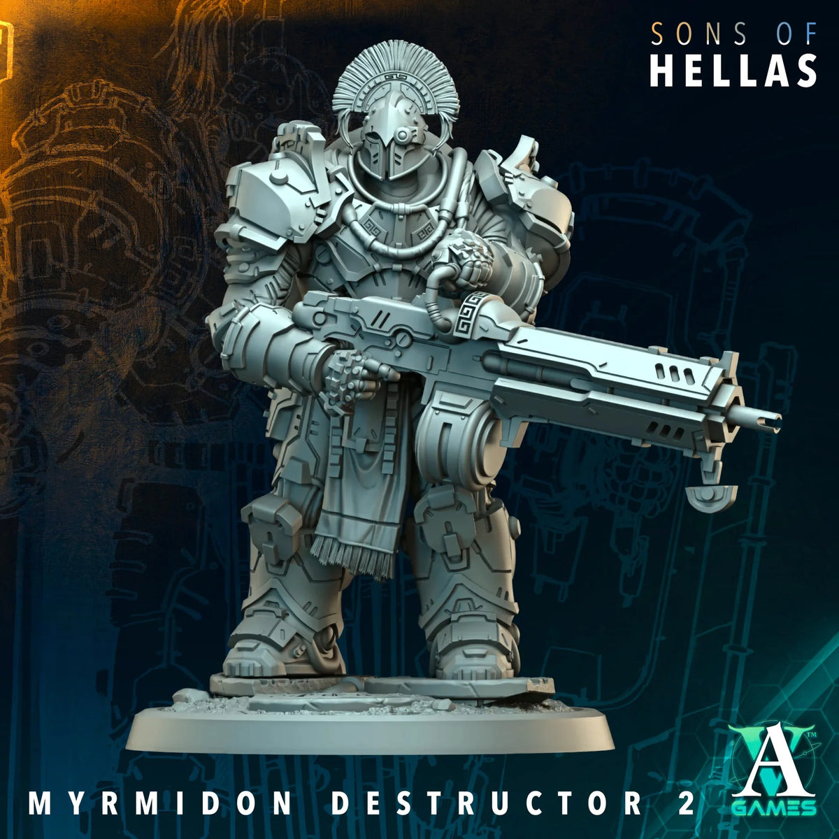 Myrmidon Destructor Sons of Hellas TTRPG Miniature Archvillain Games Sci-Fi