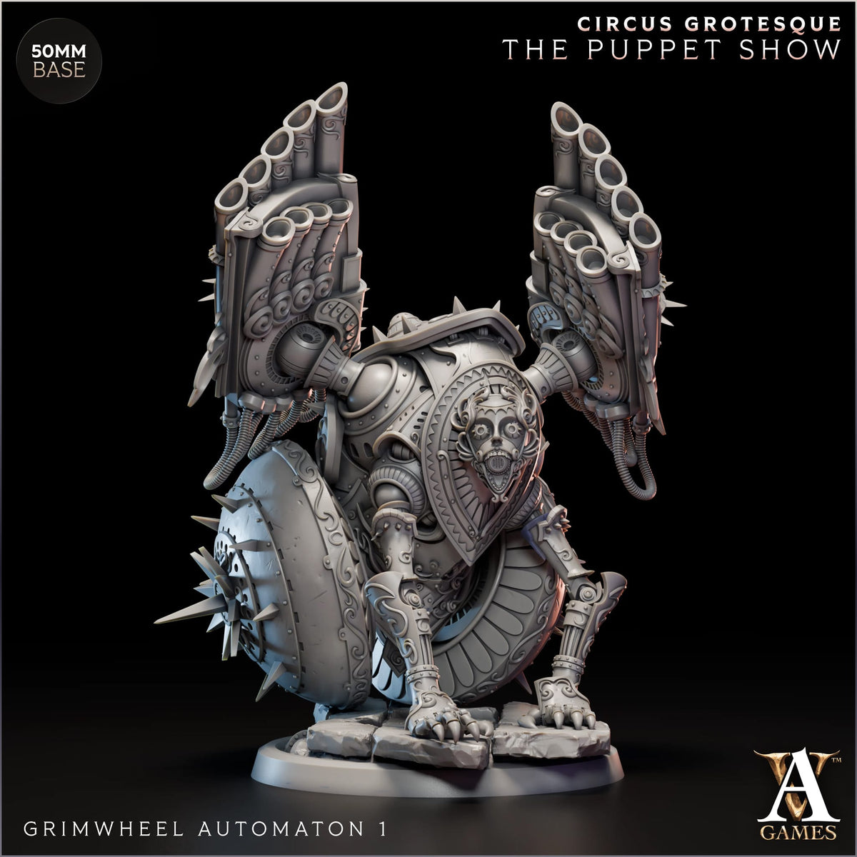Grimwheel Automaton Circus Grotesque  TTRPG Miniature Archvillain Games Fantasy