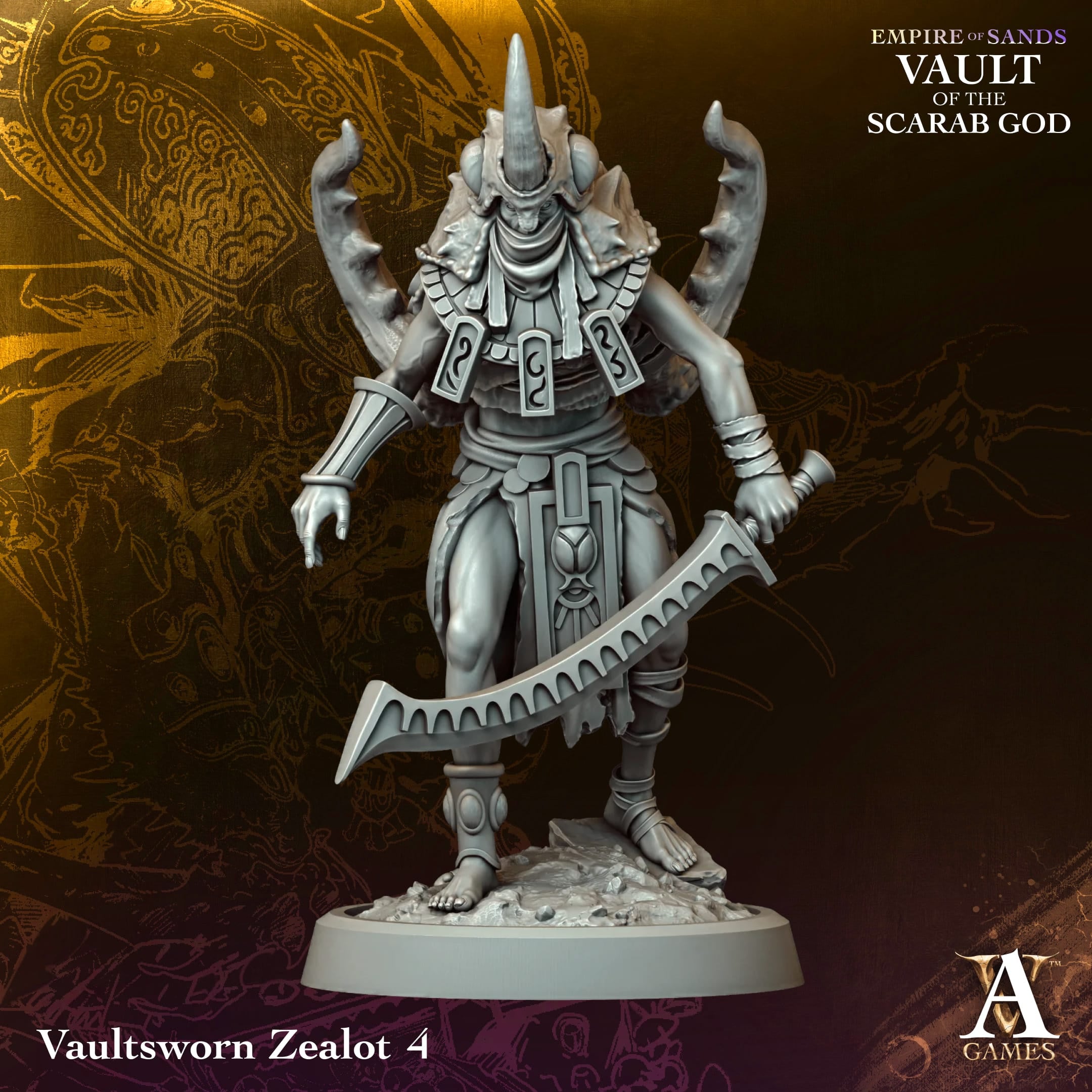 Vaultsworn Zealot Vault of Sand TTRPG Miniature Archvillain Games Fantasy
