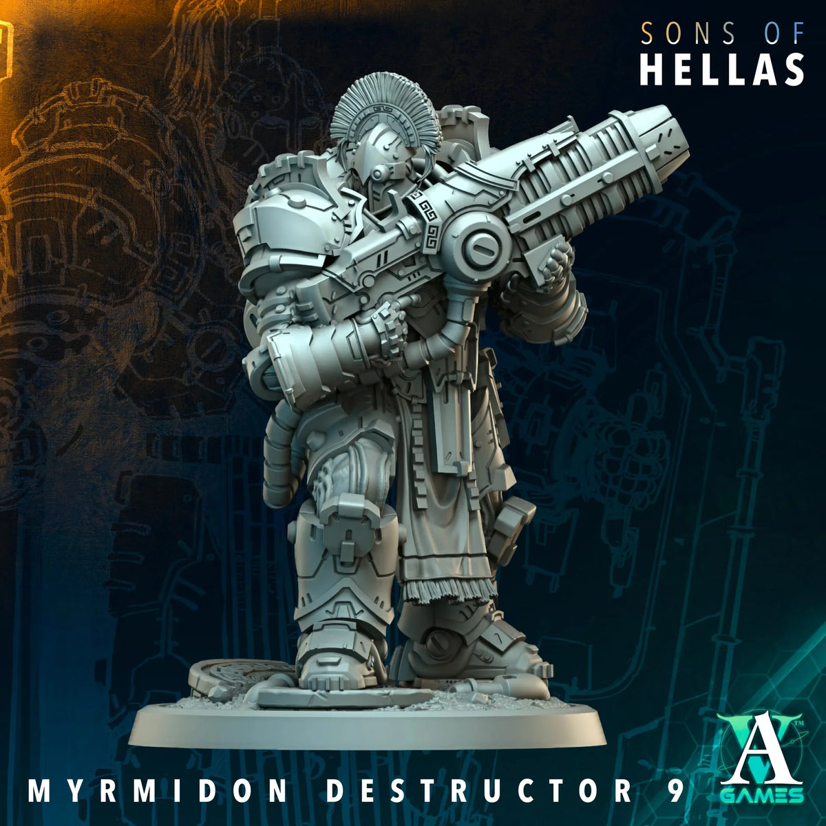 Myrmidon Destructor Sons of Hellas TTRPG Miniature Archvillain Games Sci-Fi