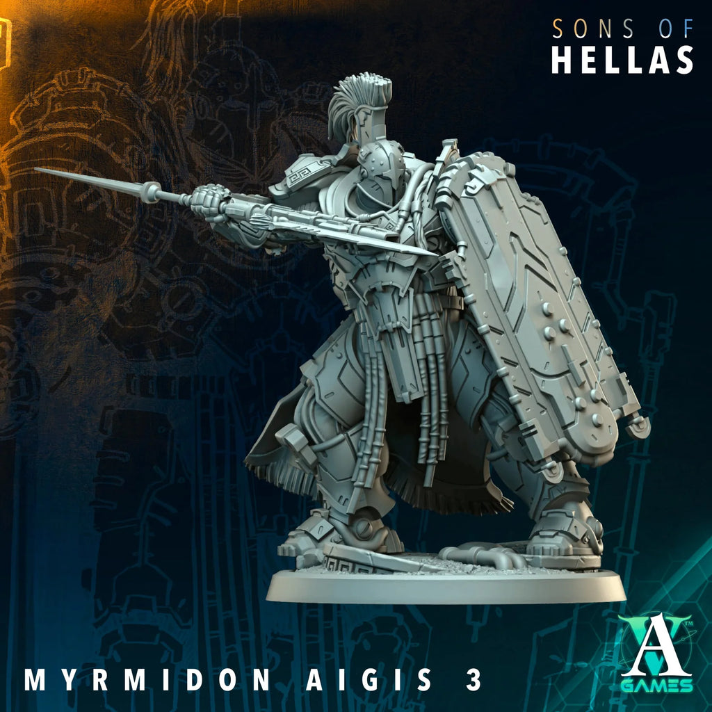 Myrmidon Aigis Sons of Hellas TTRPG Miniature Archvillain Games Sci-Fi