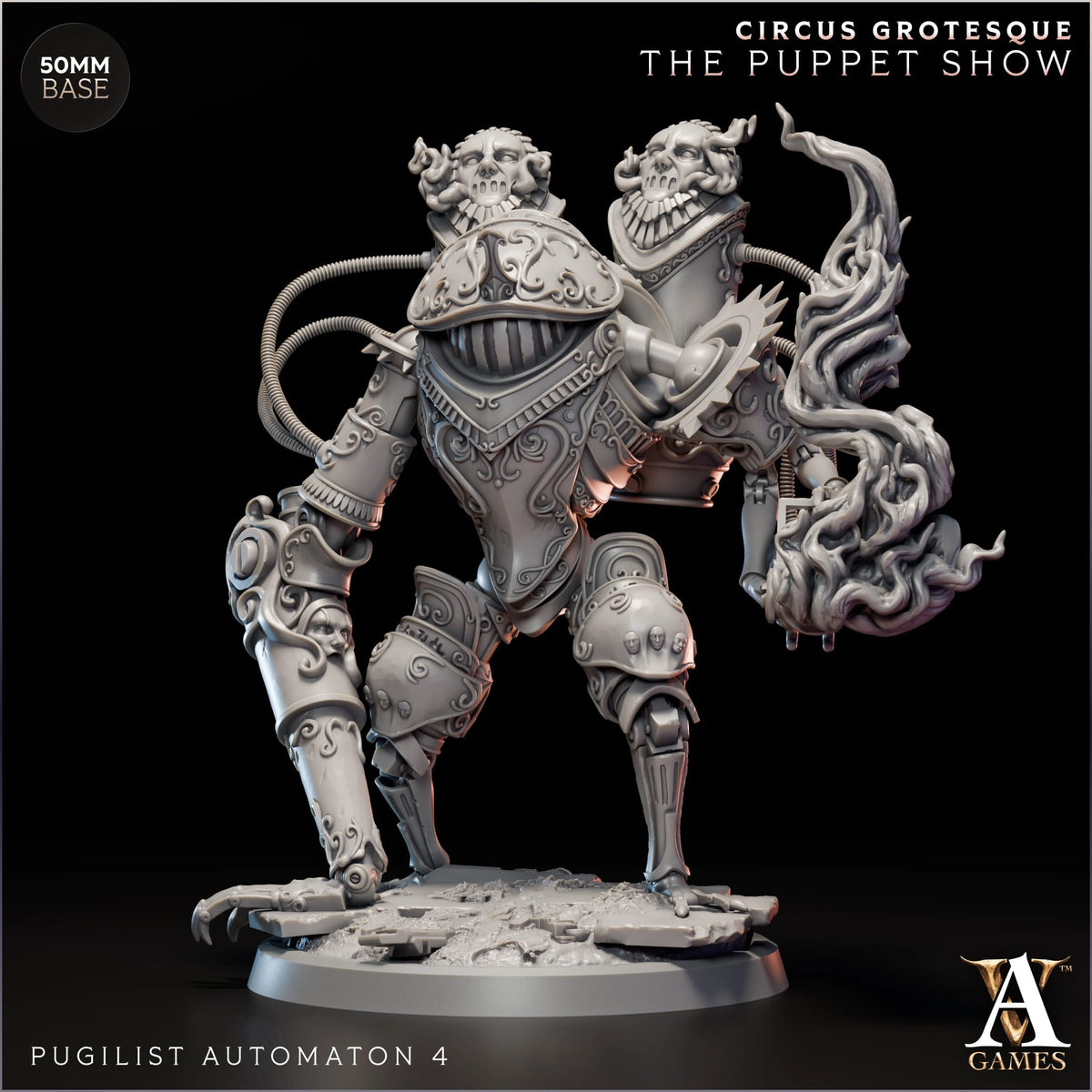 Pugilist Automaton Circus Grotesque TTRPG Miniature Archvillain Games Fantasy