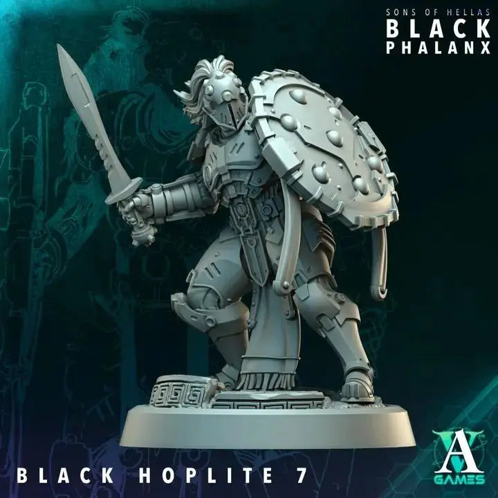Black Hoplite / Shield Black Phalanx TTRPG Miniature Archvillain Games Sci-Fi