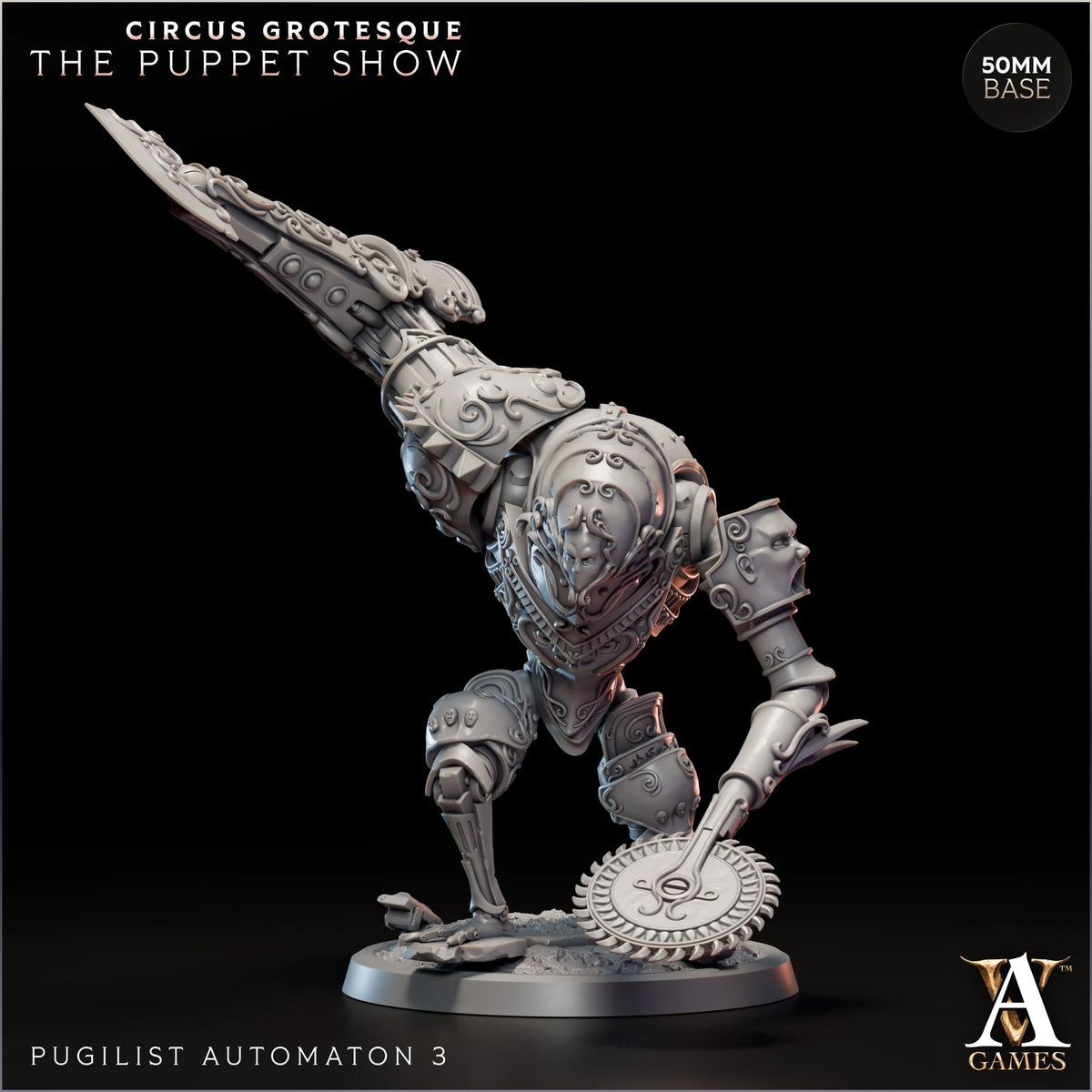 Pugilist Automaton Circus Grotesque TTRPG Miniature Archvillain Games Fantasy
