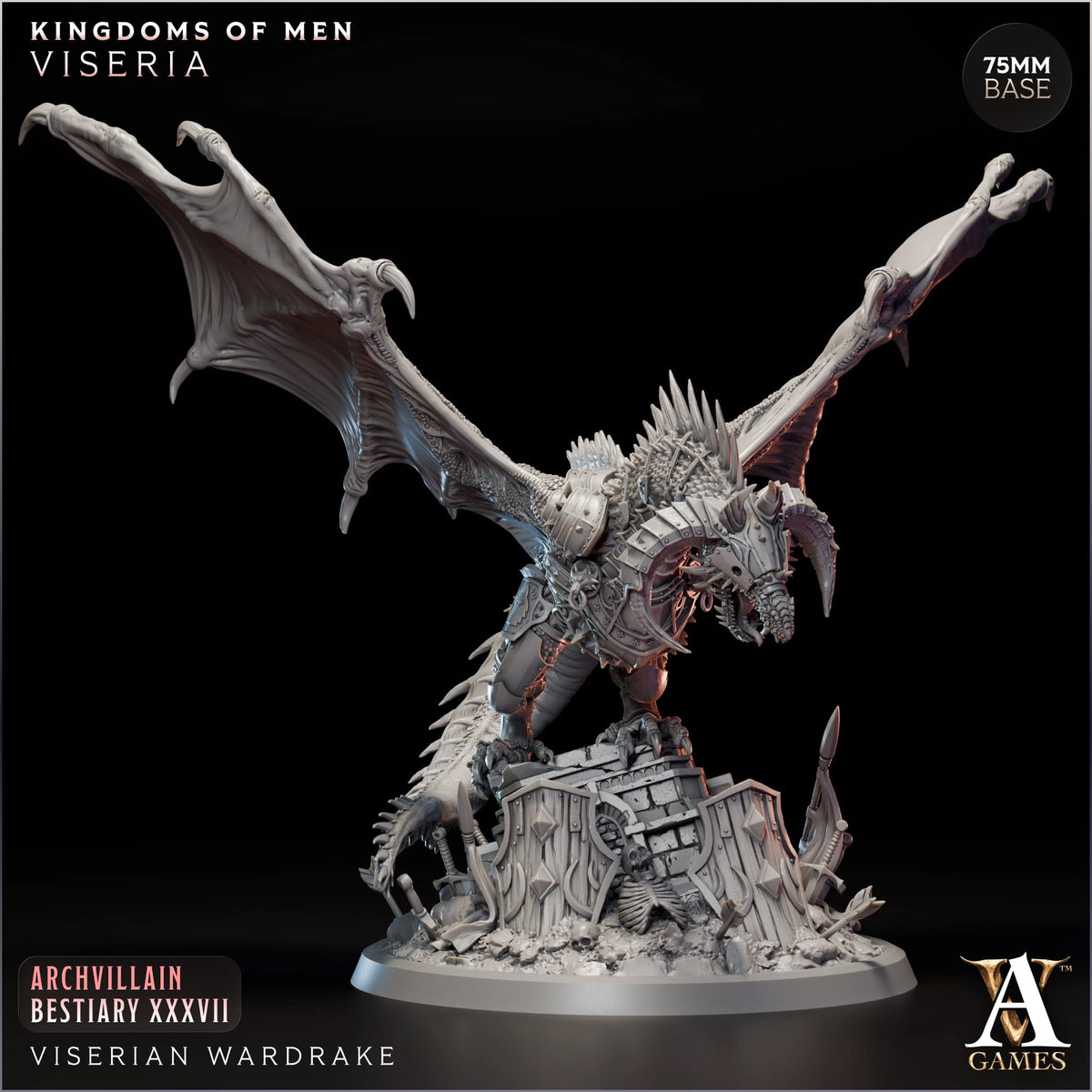 Viserian Wardrake TTRPG Miniature Archvillain Games Dragons