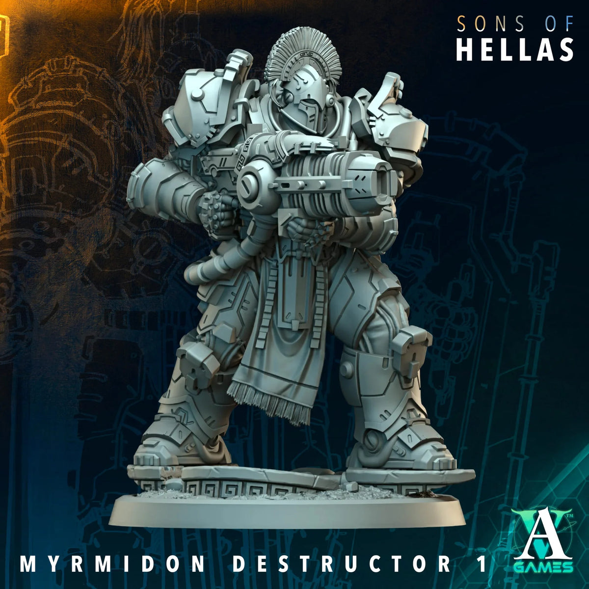 Myrmidon Destructor Sons of Hellas TTRPG Miniature Archvillain Games Sci-Fi