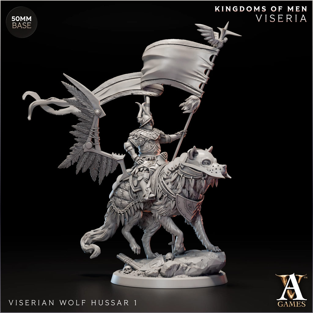 Viserian Wolf Hussar TTRPG Miniature Archvillain Games Kingdom of Men