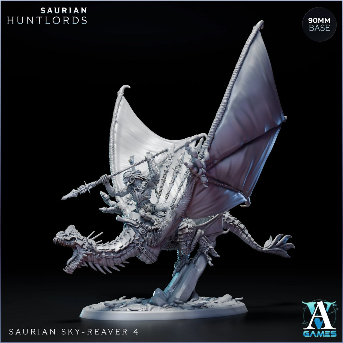 Saurian Sky-Reaver Huntlord TTRPG Miniature Archvillain Games Sci-Fi