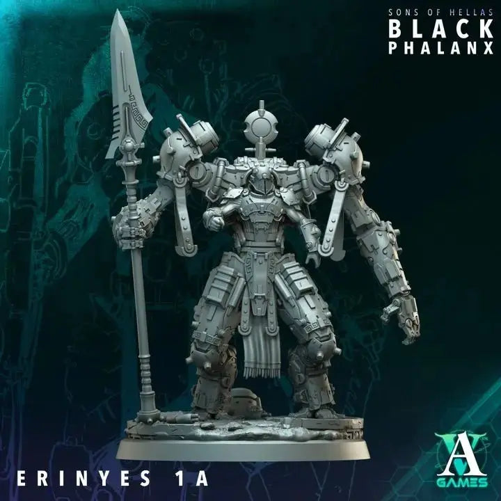 Erinyes Mech Suit Black Phalanx TTRPG Miniature Archvillain Games Sci-Fi