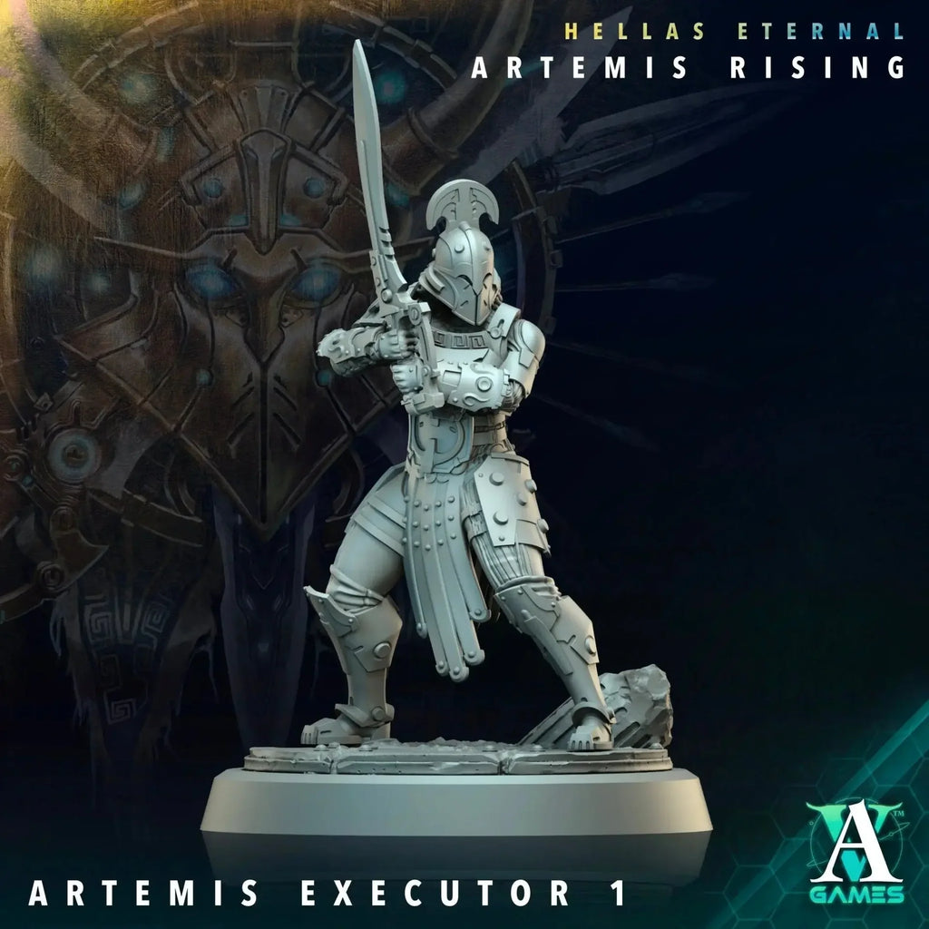Artemis Executor/Hunter & First Vestal Sons of Hellas TTRPG Miniature Archvillain Games Sci-Fi