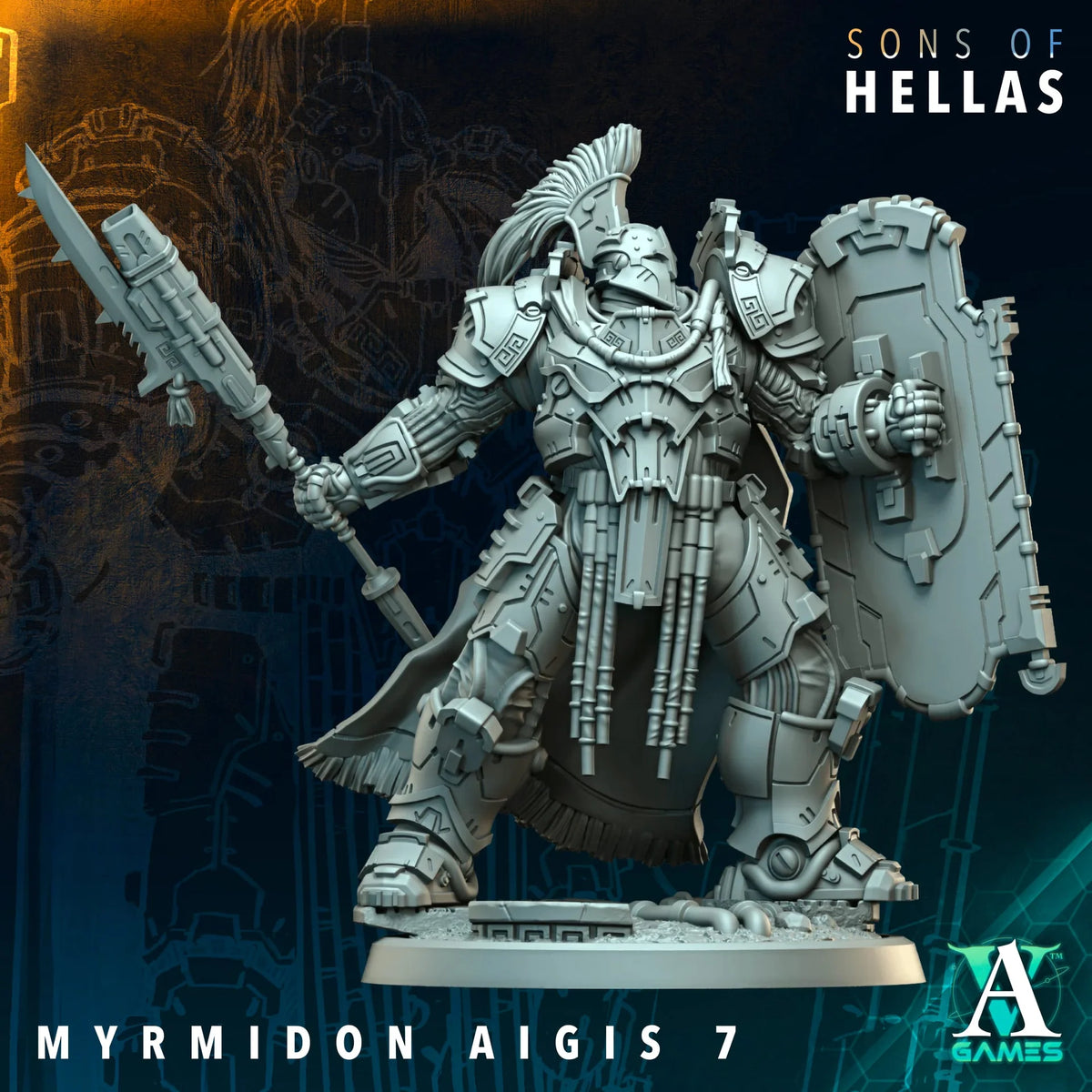 Myrmidon Aigis Sons of Hellas TTRPG Miniature Archvillain Games Sci-Fi