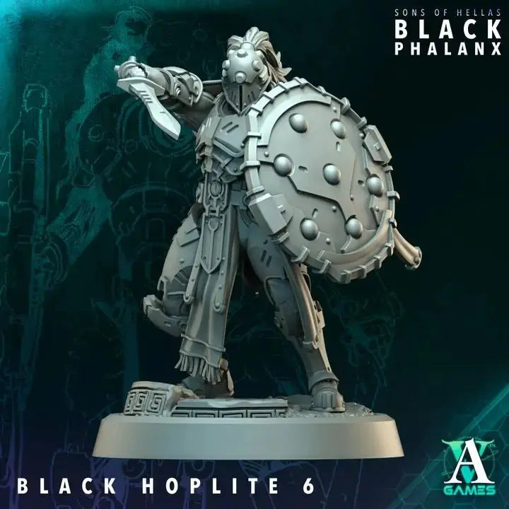 Black Hoplite / Shield Black Phalanx TTRPG Miniature Archvillain Games Sci-Fi